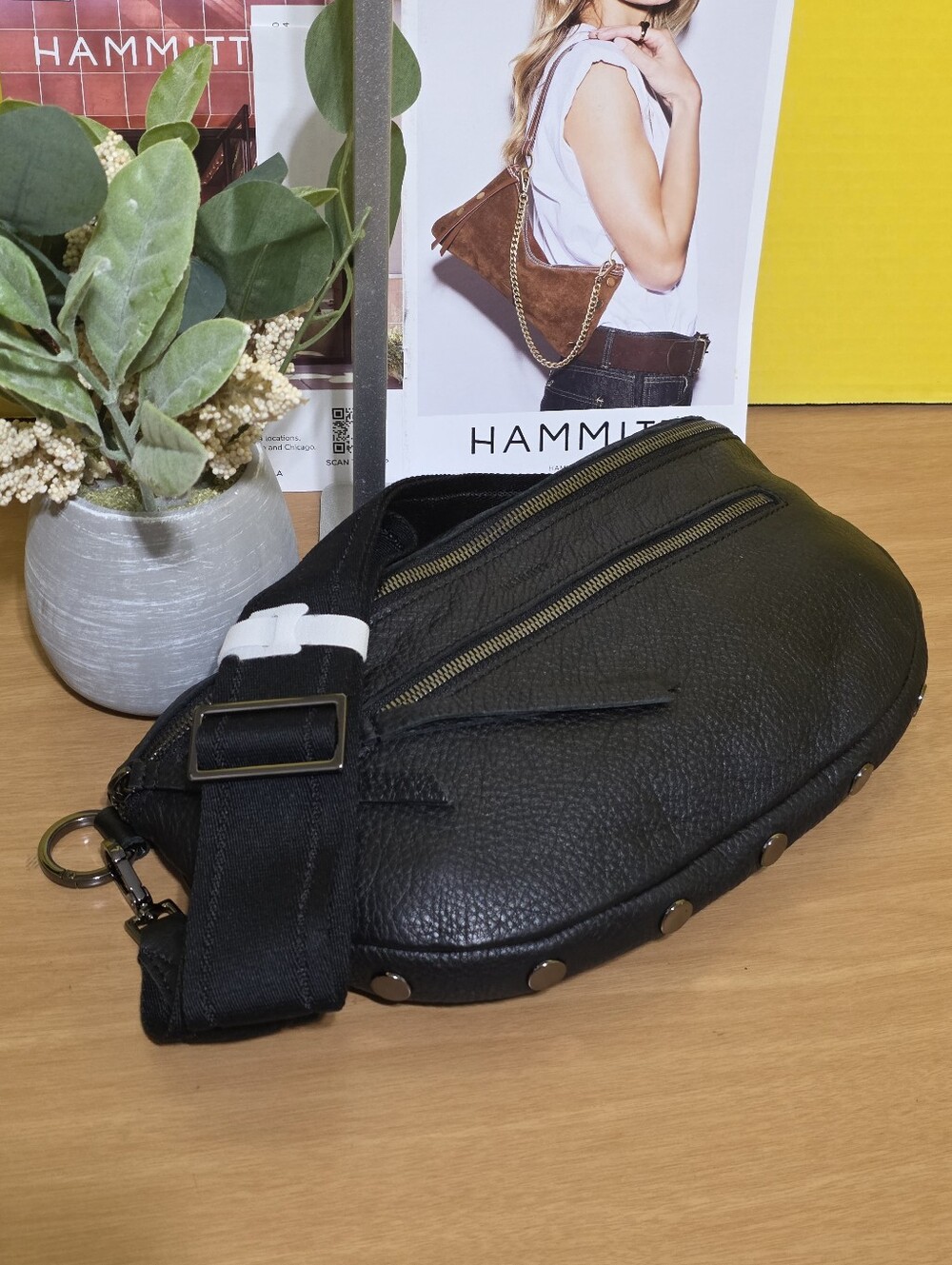 Hammitt LARGE Black Leather Charles Crossbody